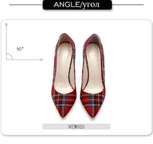 Load image into Gallery viewer, WETKISS Big Size 33-45 Stiletto Heels Women Pumps Red Pointed Plaid Shoes Women Shallow High Thin Heels 2020 Party Wedding Shoes