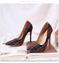 Load image into Gallery viewer, WETKISS Big Size 33-45 Stiletto Heels Women Pumps Red Pointed Plaid Shoes Women Shallow High Thin Heels 2020 Party Wedding Shoes