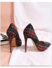 Load image into Gallery viewer, WETKISS Big Size 33-45 Stiletto Heels Women Pumps Red Pointed Plaid Shoes Women Shallow High Thin Heels 2020 Party Wedding Shoes