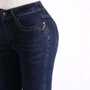 Women Brand High Waist Denim Stretch Pants