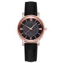Load image into Gallery viewer, Leather Band Women Watch Quartz Rhinestone Bracelet Watch