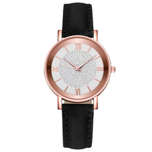 Load image into Gallery viewer, Leather Band Women Watch Quartz Rhinestone Bracelet Watch