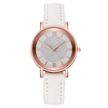 Load image into Gallery viewer, Leather Band Women Watch Quartz Rhinestone Bracelet Watch