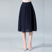 Load image into Gallery viewer, Women Chiffon Skirt Summer Thin Solid Pleated Midi Faldas Vintage Women Midi Skirt