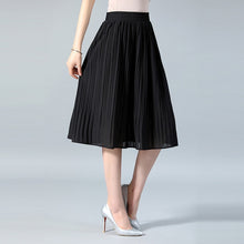 Load image into Gallery viewer, Women Chiffon Skirt Summer Thin Solid Pleated Midi Faldas Vintage Women Midi Skirt