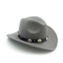 Load image into Gallery viewer, New Vintage Wool Western Cowboy Hat For Womem Men Wide Brim Cowgirl Jazz Cap With Leather Toca Sombrero Cap