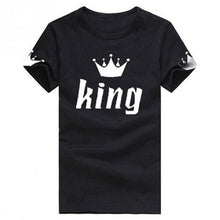 Load image into Gallery viewer, King Queen Letter Crown Print T Shirt Couple Short Sleeve O Neck Loose T shirt Summer Women Tee Shirt Tops