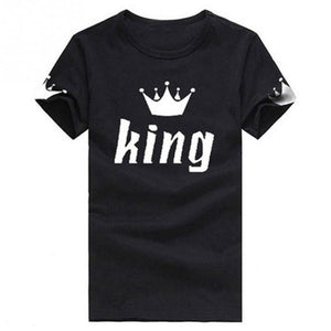 King Queen Letter Crown Print T Shirt Couple Short Sleeve O Neck Loose T shirt Summer Women Tee Shirt Tops