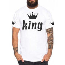 Load image into Gallery viewer, King Queen Letter Crown Print T Shirt Couple Short Sleeve O Neck Loose T shirt Summer Women Tee Shirt Tops