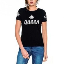 Load image into Gallery viewer, King Queen Letter Crown Print T Shirt Couple Short Sleeve O Neck Loose T shirt Summer Women Tee Shirt Tops