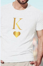 Load image into Gallery viewer, King Queen Letter Heart Print Couple T Shirt Lovers Casual Tshirt Short Sleeve O Neck Loose Women Tee Tops