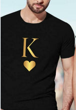 Load image into Gallery viewer, King Queen Letter Heart Print Couple T Shirt Lovers Casual Tshirt Short Sleeve O Neck Loose Women Tee Tops