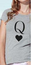 Load image into Gallery viewer, King Queen Letter Heart Print Couple T Shirt Lovers Casual Tshirt Short Sleeve O Neck Loose Women Tee Tops