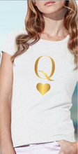 Load image into Gallery viewer, King Queen Letter Heart Print Couple T Shirt Lovers Casual Tshirt Short Sleeve O Neck Loose Women Tee Tops