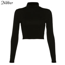Load image into Gallery viewer, Backless hollow out Bandage top slim turtleneck t-shirt crop full sleeve tee