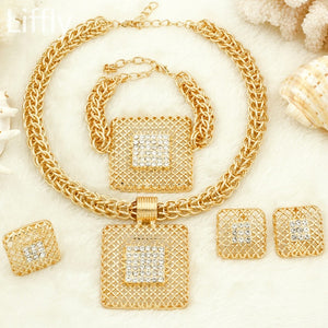 Gold Jewelry Big Chain Pendant Necklace Set for Women