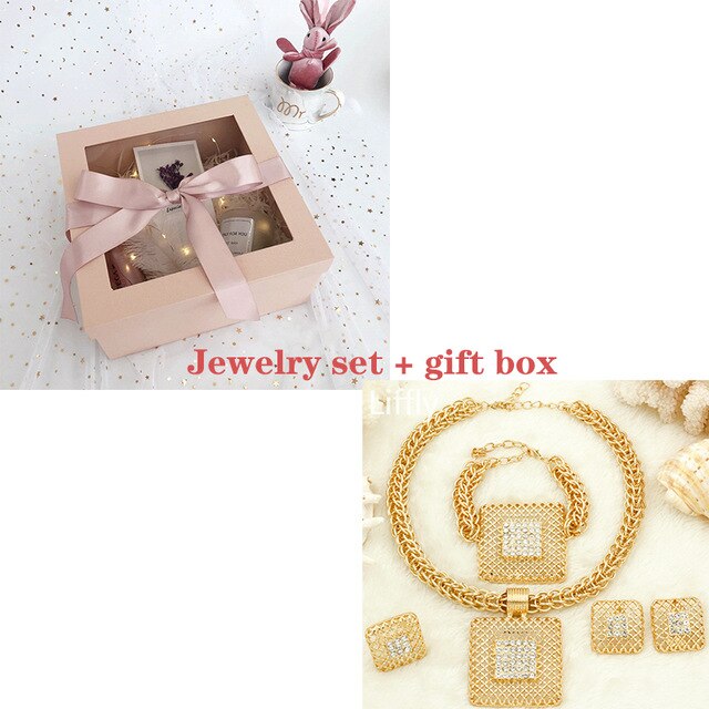 Gold Jewelry Big Chain Pendant Necklace Set for Women