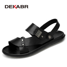 Load image into Gallery viewer, DEKABR 2020 New Arrival Fashion Summer Genuine Leather Beach Men Shoes High Quality Leather Flip-Flop Men&#39;s Sandals Size 38-45