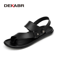 Load image into Gallery viewer, DEKABR 2020 New Arrival Fashion Summer Genuine Leather Beach Men Shoes High Quality Leather Flip-Flop Men&#39;s Sandals Size 38-45