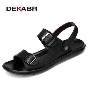 DEKABR 2020 New Arrival Fashion Summer Genuine Leather Beach Men Shoes High Quality Leather Flip-Flop Men's Sandals Size 38-45