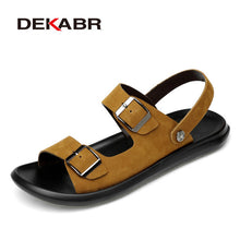 Load image into Gallery viewer, DEKABR 2020 New Arrival Fashion Summer Genuine Leather Beach Men Shoes High Quality Leather Flip-Flop Men&#39;s Sandals Size 38-45