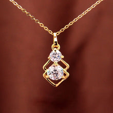 Load image into Gallery viewer, Crystal African Jewelry Sets for Women Gold Color Double Layer Square Pendant Necklace Earrings