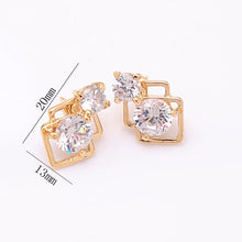 Load image into Gallery viewer, Crystal African Jewelry Sets for Women Gold Color Double Layer Square Pendant Necklace Earrings