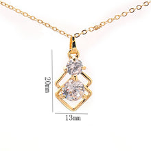 Load image into Gallery viewer, Crystal African Jewelry Sets for Women Gold Color Double Layer Square Pendant Necklace Earrings