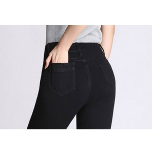 High Quality Black Women High Waist Elastic Skinny Jeans