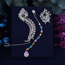 Load image into Gallery viewer, GODKI Luxury Curved Lines Full Cubic Zirconia CZ Engagement Wedding Party Nightclub Silver Statment Earring