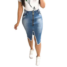 Load image into Gallery viewer, Women Fashion High Waist Ripped Split Bodycon Street Style Denim Skirt