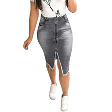 Load image into Gallery viewer, Women Fashion High Waist Ripped Split Bodycon Street Style Denim Skirt