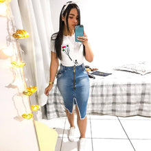 Load image into Gallery viewer, Women Fashion High Waist Ripped Split Bodycon Street Style Denim Skirt