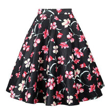 Load image into Gallery viewer, A Line Vintage Floral Skirt 50's Pin up Style Rockabilly Swing Skirts Women Retro High Waist Midi Skirt