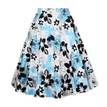 Load image into Gallery viewer, A Line Vintage Floral Skirt 50's Pin up Style Rockabilly Swing Skirts Women Retro High Waist Midi Skirt