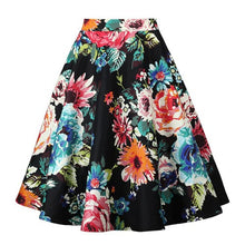 Load image into Gallery viewer, A Line Vintage Floral Skirt 50's Pin up Style Rockabilly Swing Skirts Women Retro High Waist Midi Skirt