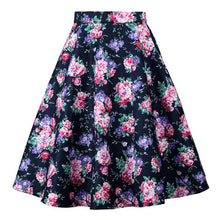 Load image into Gallery viewer, A Line Vintage Floral Skirt 50's Pin up Style Rockabilly Swing Skirts Women Retro High Waist Midi Skirt