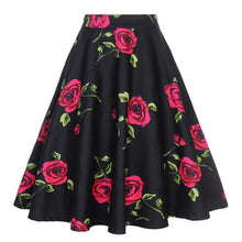 Load image into Gallery viewer, A Line Vintage Floral Skirt 50's Pin up Style Rockabilly Swing Skirts Women Retro High Waist Midi Skirt