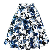 Load image into Gallery viewer, A Line Vintage Floral Skirt 50's Pin up Style Rockabilly Swing Skirts Women Retro High Waist Midi Skirt