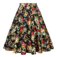 Load image into Gallery viewer, A Line Vintage Floral Skirt 50's Pin up Style Rockabilly Swing Skirts Women Retro High Waist Midi Skirt