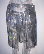 Load image into Gallery viewer, Diamonds Studded Mini Skirt Women Sparkle Sequin Tassel Crystal Skirt