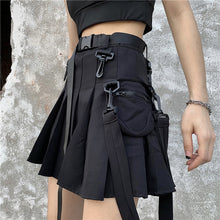 Load image into Gallery viewer, High Waist Belt Zipper Ribbon Pocket Pleated Mini Skirt Sexy