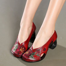 Load image into Gallery viewer, Women Embroidery Pumps Lady 6CM High Heels Shoes Handmade Women Genuine Leather