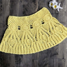 Load image into Gallery viewer, Summer Crochet Floral Handmade Hollow Out Mini Skirt Lace Swimwear