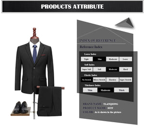 TIAN QIONG New Men 's Suit Two -piece Black Navy Suits Men 2019 Brand Slim Fit Groom Wedding Suit Korean Jacket Pants Trousers