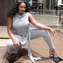 Load image into Gallery viewer, ANJAMANOR Lace Up Bodycon Bandage Sexy 2 Piece Set Women Two Piece Ruched Pants Outfits Clubwear Matching Sets 2020 D64-AF97