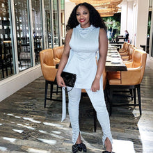 Load image into Gallery viewer, ANJAMANOR Lace Up Bodycon Bandage Sexy 2 Piece Set Women Two Piece Ruched Pants Outfits Clubwear Matching Sets 2020 D64-AF97