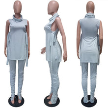 Load image into Gallery viewer, ANJAMANOR Lace Up Bodycon Bandage Sexy 2 Piece Set Women Two Piece Ruched Pants Outfits Clubwear Matching Sets 2020 D64-AF97