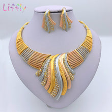 Load image into Gallery viewer, Indian Jewelry Sets Multi color Big Crystal Dubai Gold Jewelry Sets for Women Necklace Earrings