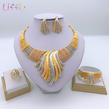 Load image into Gallery viewer, Indian Jewelry Sets Multi color Big Crystal Dubai Gold Jewelry Sets for Women Necklace Earrings